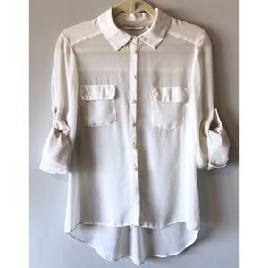 Zara Tops - New Look Sheer Button-up Blouse w Pearl Buttons Zara Tops - New Look Sheer Button-up Blouse w Pearl Buttons
